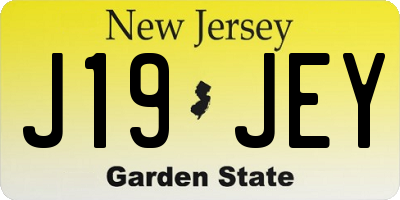 NJ license plate J19JEY