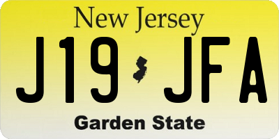 NJ license plate J19JFA