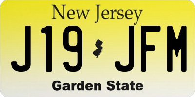 NJ license plate J19JFM