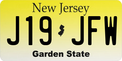 NJ license plate J19JFW