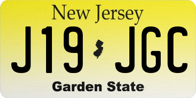 NJ license plate J19JGC