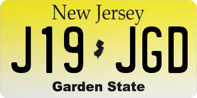 NJ license plate J19JGD