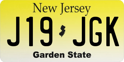 NJ license plate J19JGK