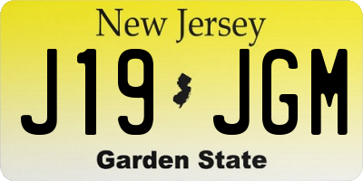 NJ license plate J19JGM