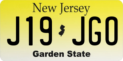 NJ license plate J19JGO