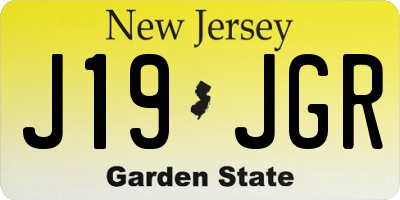 NJ license plate J19JGR