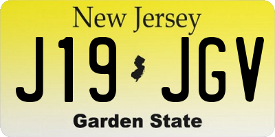 NJ license plate J19JGV