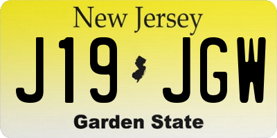 NJ license plate J19JGW
