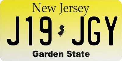 NJ license plate J19JGY