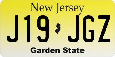 NJ license plate J19JGZ
