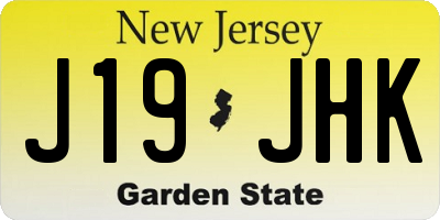NJ license plate J19JHK