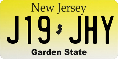 NJ license plate J19JHY