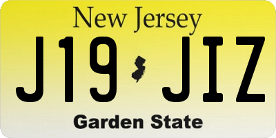 NJ license plate J19JIZ