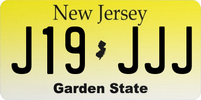 NJ license plate J19JJJ