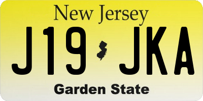 NJ license plate J19JKA