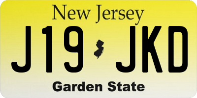 NJ license plate J19JKD