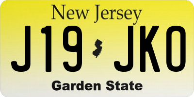 NJ license plate J19JKO