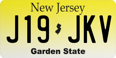NJ license plate J19JKV