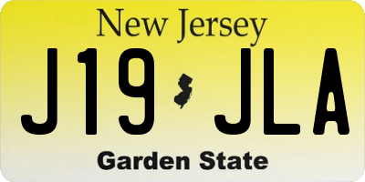 NJ license plate J19JLA