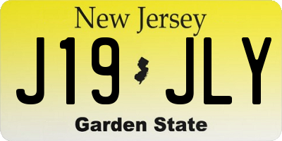 NJ license plate J19JLY