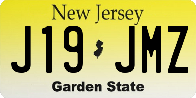 NJ license plate J19JMZ