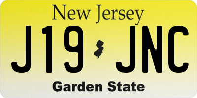 NJ license plate J19JNC