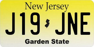 NJ license plate J19JNE
