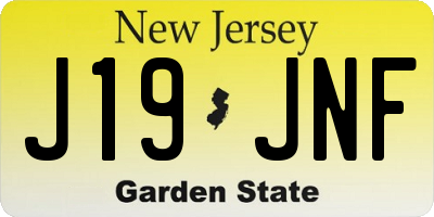 NJ license plate J19JNF
