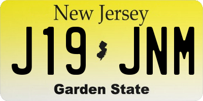 NJ license plate J19JNM
