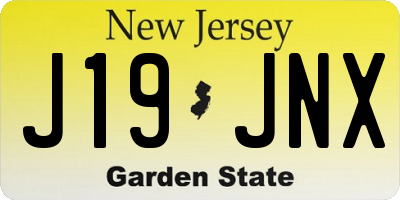 NJ license plate J19JNX
