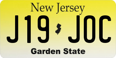 NJ license plate J19JOC