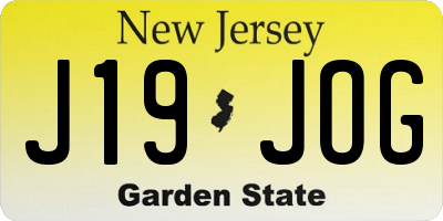 NJ license plate J19JOG