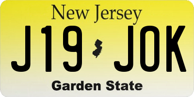 NJ license plate J19JOK