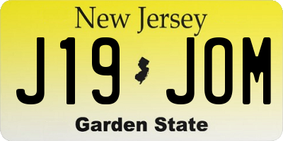 NJ license plate J19JOM