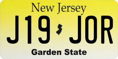 NJ license plate J19JOR
