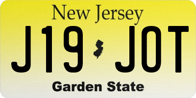 NJ license plate J19JOT