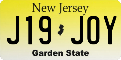 NJ license plate J19JOY