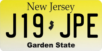 NJ license plate J19JPE