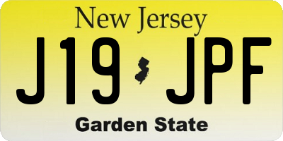 NJ license plate J19JPF