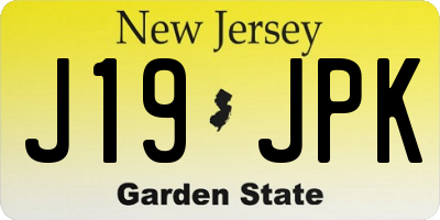 NJ license plate J19JPK