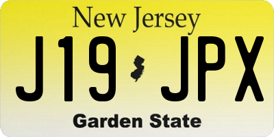 NJ license plate J19JPX