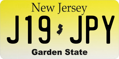 NJ license plate J19JPY