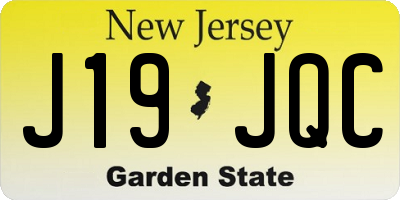 NJ license plate J19JQC