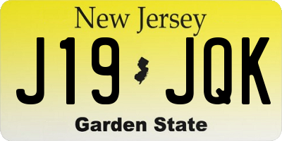 NJ license plate J19JQK
