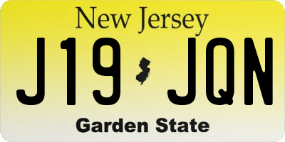 NJ license plate J19JQN