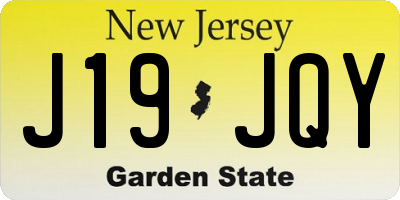 NJ license plate J19JQY