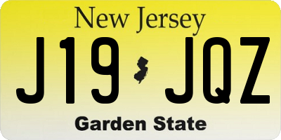 NJ license plate J19JQZ
