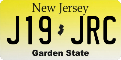 NJ license plate J19JRC