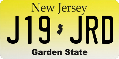 NJ license plate J19JRD