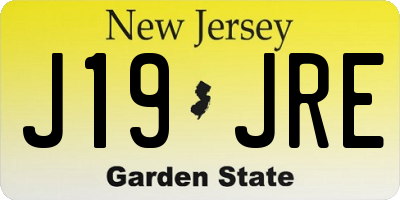 NJ license plate J19JRE